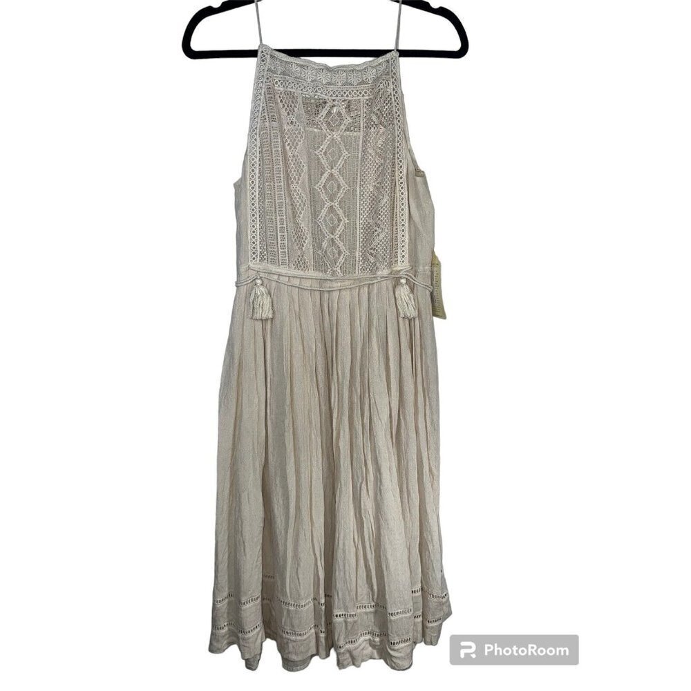 BOG Collective Lavanda Dress Bohemian Boho Crochet Cream Color NWTS $184 X